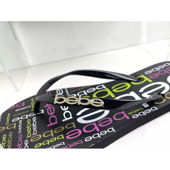 New BEBE TAMMY Beachwear flip flop black size 7 - Picture 4 of 8